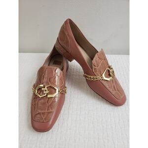 Louise et Cie Womens Loafer Size 5.5 Leather Scales Chain Horsebit Rose Office